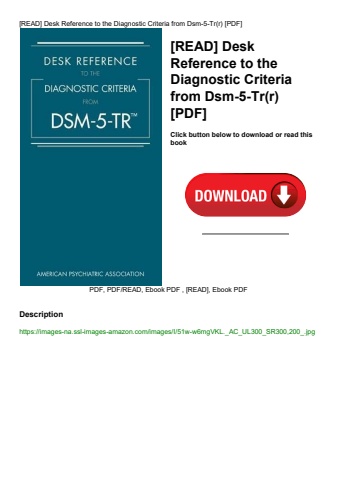 [read] desk reference to the diagnostic criteria from dsm-5-tr(r) [pdf]