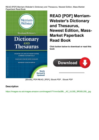 read [pdf] merriam-webster's dictionary and thesaurus  newest edition  mass-market paperback read bo