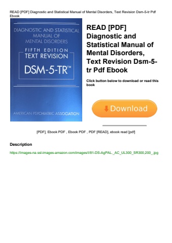 read [pdf] diagnostic and statistical manual of mental disorders  text revision dsm-5-tr pdf ebook