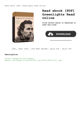 read ebook [pdf] greenlights read online