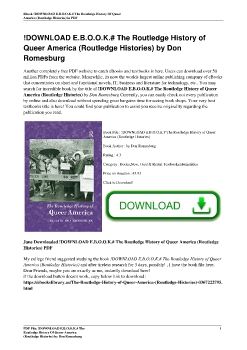 !DOWNLOAD E.B.O.O.K.# The Routledge History of Queer America (Routledge Histories) by Don Romesburg
