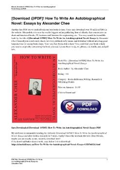 [Download @PDF]! How To Write An Autobiographical Novel: Essays by Alexander Chee