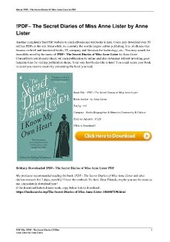 !PDF~ The Secret Diaries of Miss Anne Lister by Anne Lister