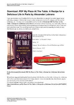 Download .PDF My Place At The Table: A Recipe for a Delicious Life in Paris by Alexander Lobrano
