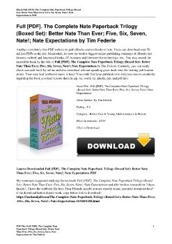 Full [PDF]. The Complete Nate Paperback Trilogy (Boxed Set): Better Nate Than Ever; Five, Six, Seven, Nate!; Nate Expectations by Tim Federle
