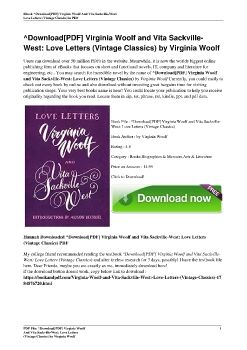 ^Download[PDF] Virginia Woolf and Vita Sackville-West: Love Letters (Vintage Classics) by Virginia Woolf