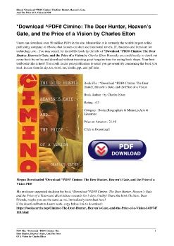 *Download ^PDF# Cimino: The Deer Hunter, Heaven’s Gate, and the Price of a Vision by Charles Elton