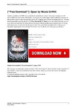 [**Free Download**]- Spear by Nicola Griffith