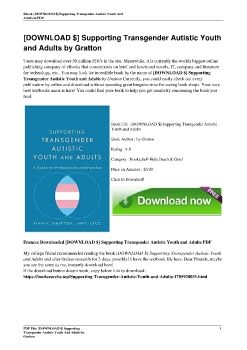 [DOWNLOAD $] Supporting Transgender Autistic Youth and Adults by Gratton