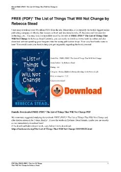FREE (PDF)* The List of Things That Will Not Change by Rebecca Stead
