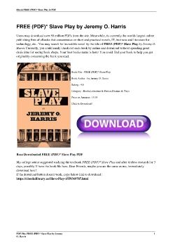 FREE (PDF)* Slave Play by Jeremy O. Harris