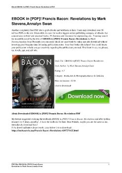 EBOOK in [PDF]! Francis Bacon: Revelations by Mark Stevens,Annalyn Swan