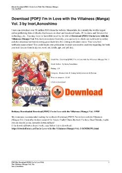 Download [PDF]! I'm in Love with the Villainess (Manga) Vol. 3 by Inori,Aonoshimo