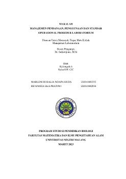 MAKALAH KELOMPOK 6_Manajemen Pendanaan, Pengadaan dan SOP Laboratorium