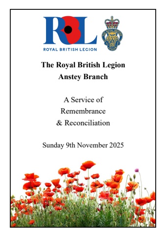 Anstey British Legion Remembrance Sunday 2025