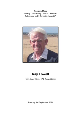 Fowell Ray Fowell Requiem Mass Order Of Service V3