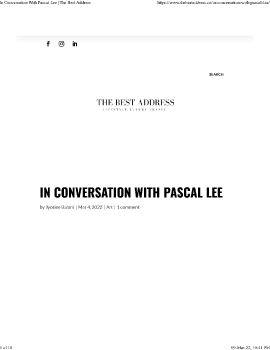 In Conversation With Pascal Lee | The Best Address