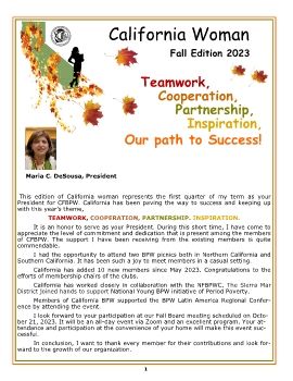 CALIFORNIA WOMAN - FALL EDITION 2023 - Binded with added Forms