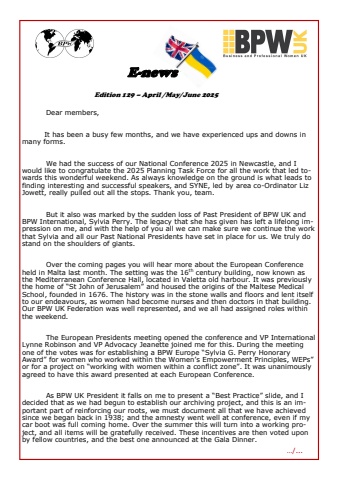 bpw-uk - e-news - edition 129 - april-may-june 2025