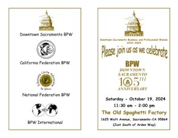 Invitation - Sacramento 105th Year Anniversary