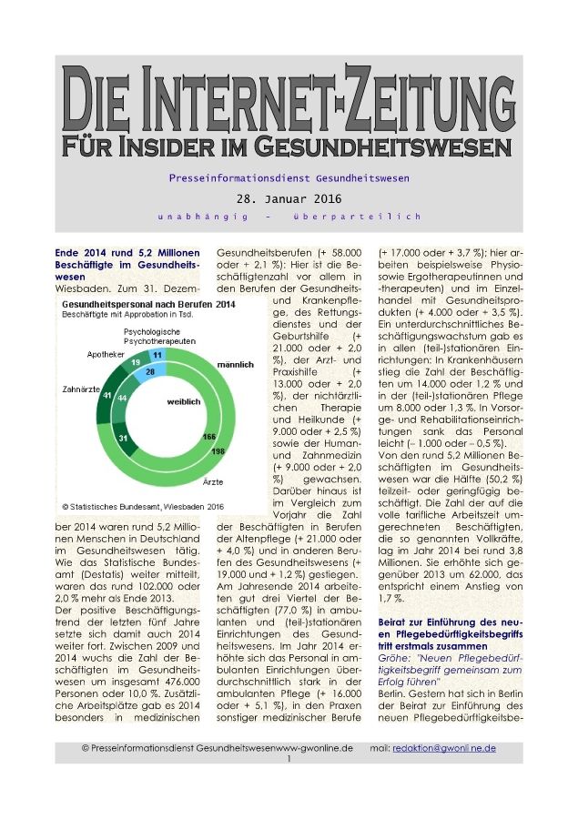 Internet-Zeitung für Insider im Gesundheitswesen