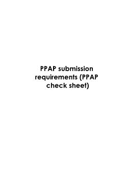 PPAP submission requirements (PPAP check sheet)