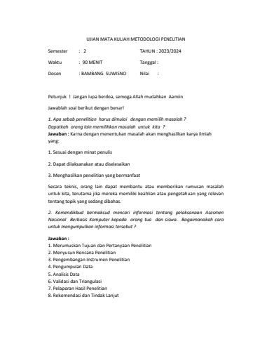 UMK  METODOLOGI  PENELITIN - M Gozali Tayib
