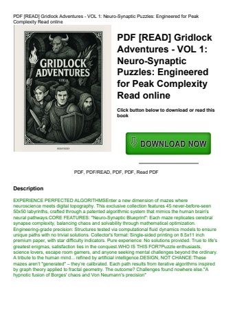pdf [read] gridlock adventures - vol 1 neuro-synaptic puzzles engineered for peak complexity read on