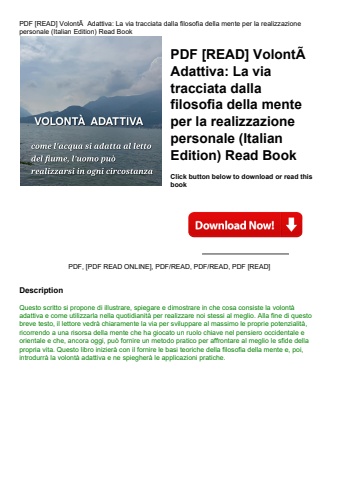 pdf [read] volontãƒâ  adattiva la via tracciata dalla filosofia della mente per la realizzazione per