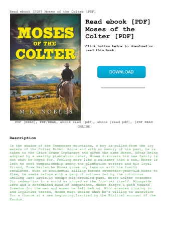 read ebook [pdf] moses of the colter [pdf]