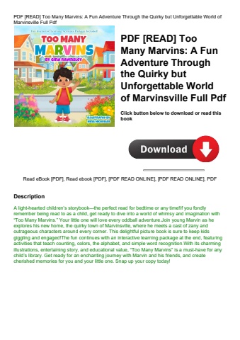 pdf [read] too many marvins a fun adventure through the quirky but unforgettable world of marvinsvil