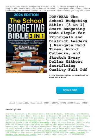 pdfread the school budgeting bible [3 in 1] smart budgeting made simple for principals and district