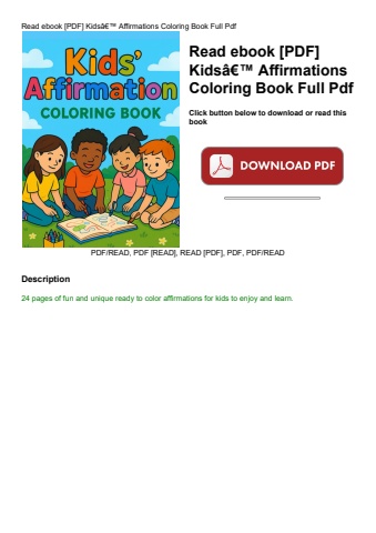 read ebook [pdf] kidsã¢â€â™ affirmations coloring book full pdf