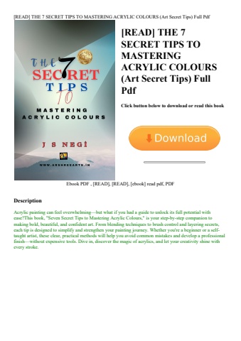 [read] the 7 secret tips to mastering acrylic colours (art secret tips) full pdf