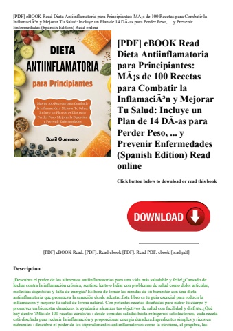 [pdf] ebook read dieta antiinflamatoria para principiantes mãƒâ¡s de 100 recetas para combatir la in