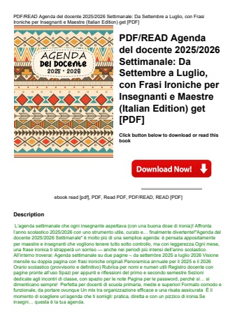 pdfread agenda del docente 20252026 settimanale da settembre a luglio  con frasi ironiche per insegn