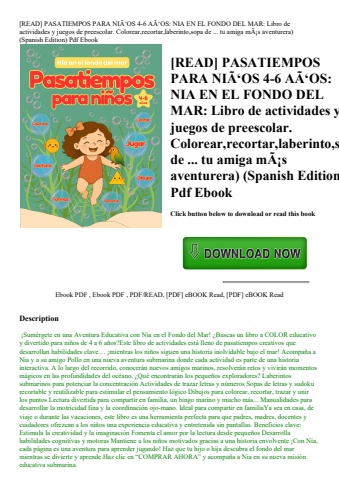[read] pasatiempos para niãƒâ‘os 4-6 aãƒâ‘os nia en el fondo del mar libro de actividades y juegos d