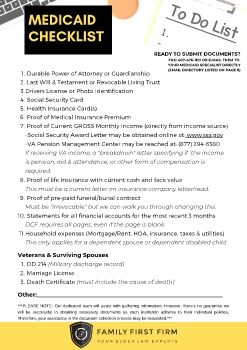Family First Firm - Medicaid Checklist 