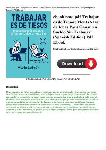 ebook read pdf trabajar es de tiesos montaãƒâ±as de ideas para ganar un sueldo sin trabajar (spanish