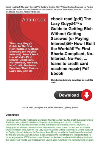ebook read [pdf] the lazy guyyã¢â€â™s guide to getting rich without getting screwed (or paying inter