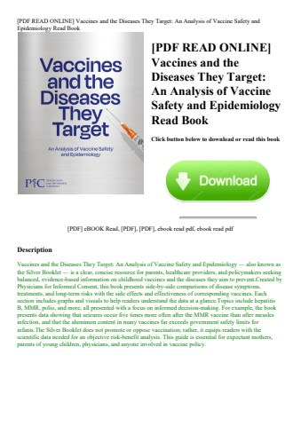 [pdf read online] vaccines and the diseases they target an analysis of vaccine safety and epidemiolo