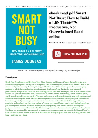 ebook read pdf smart not busy how to build a life thatã¢â€â™s productive  not overwhelmed read onlin