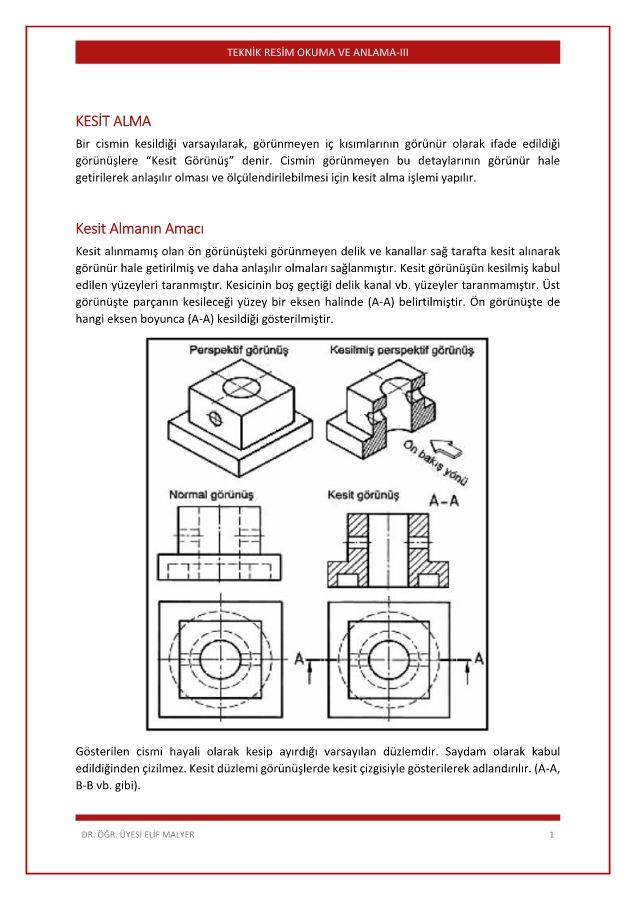 TEKNİK RESİM OKUMA VE ANLAMA-ııI