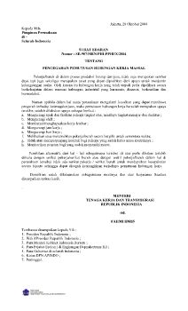 SURAT EDARAN Nomor : SE-907/MEN/PHI-PPHI/X/2004 TENTANG PENCEGAHAN PEMUTUSAN HUBUNGAN KERJA MASSAL 
