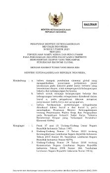 PERATURAN MENTERI KETENAGAKERJAAN REPUBLIK INDONESIA NOMOR 5 TAHUN 2023 TENTANG PENYESUAIAN WAKTU KERJA DAN PENGUPAHAN PADA PERUSAHAAN INDUSTRI PADAT KARYA TERTENTU BERORIENTASI EKSPOR YANG TERDAMPAK PERUBAHAN EKONOMI GLOBAL