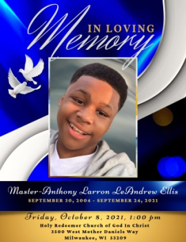 Master Anthony Larron LeAndrew Ellis Obituary