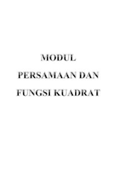 PERSAMAAN KUADRAT DAN FUNGSI KUADRAT
