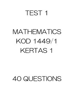 TEST 1 MATHEMATICS PAPER 1