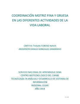 COORDINACIÓN MOTRIZ FINA Y GRUESA EN LAS DIFERENTES ACTIVIDADES DE LA VIDA LABORAL