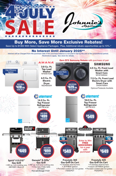 JOHNNIE'S APPLIANCE 4TH OF JULY SALE